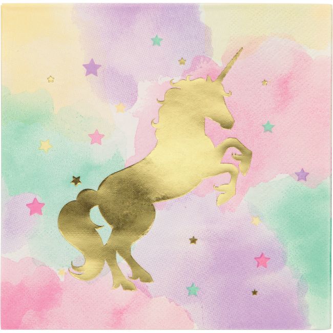 Gold Unicorn Sparkle Foil Stamped Lunch Napkins: Party at Lewis Elegant ...