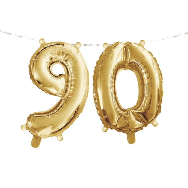 Gold 90th Birthday Balloon Banner Party At Lewis Elegant Party Supplies Plastic Dinnerware