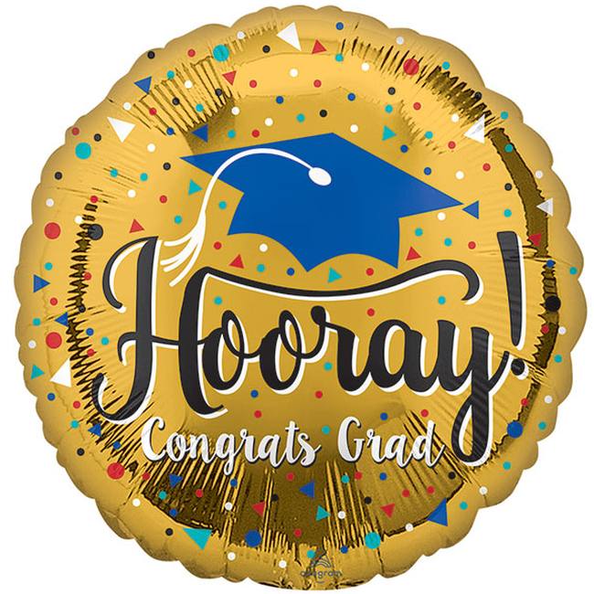 Gold Congrats Grad Hooray Foil Balloon: Party at Lewis Elegant Party ...