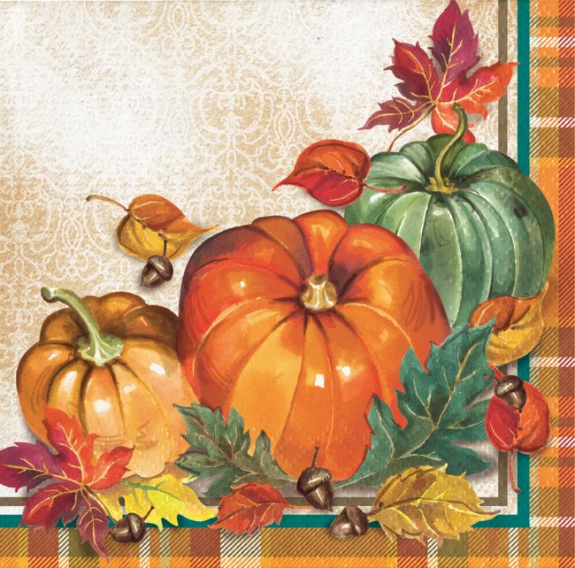 Traditional Thanksgiving 3-ply Beverage Napkins: Party At Lewis Elegant 