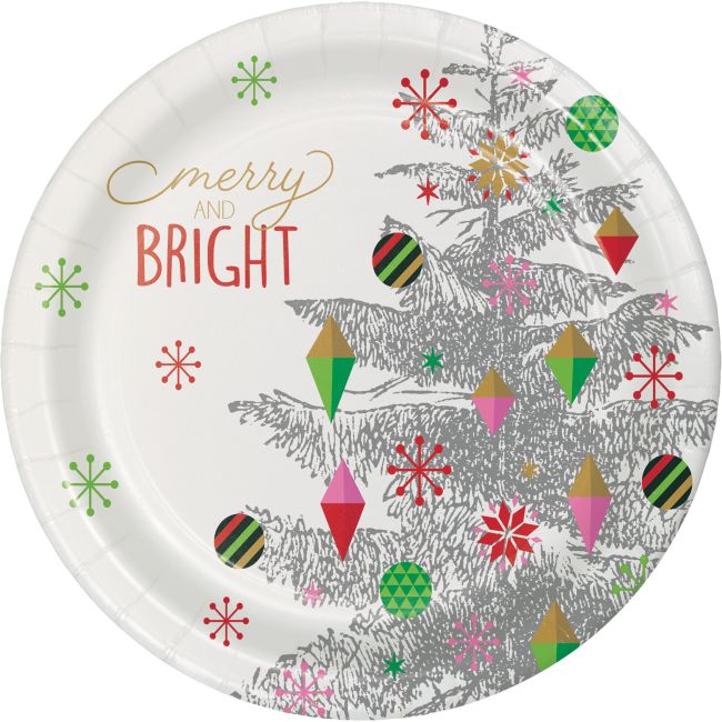 Bright Christmas Tree 9-inch Plates: Party at Lewis Elegant Party Supplies, Plastic Dinnerware 