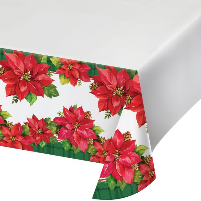 Christmas Poinsettia Plastic Tablecloth Party At Lewis Elegant Party Supplies Plastic