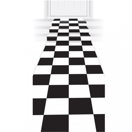 White Checkered Polyester Aisle Runner 