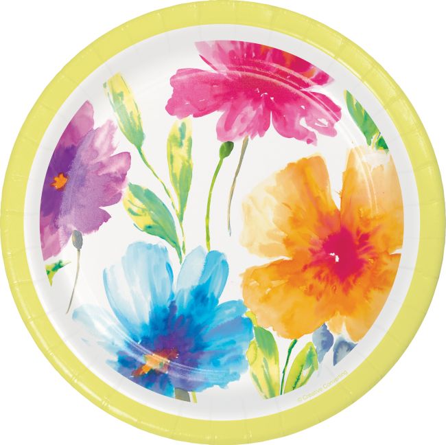 Watercolor Floral 7-inch Plates: Party at Lewis Elegant Party Supplies ...