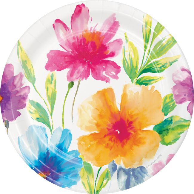 Watercolor Floral 9-inch Plates: Party at Lewis Elegant Party Supplies ...