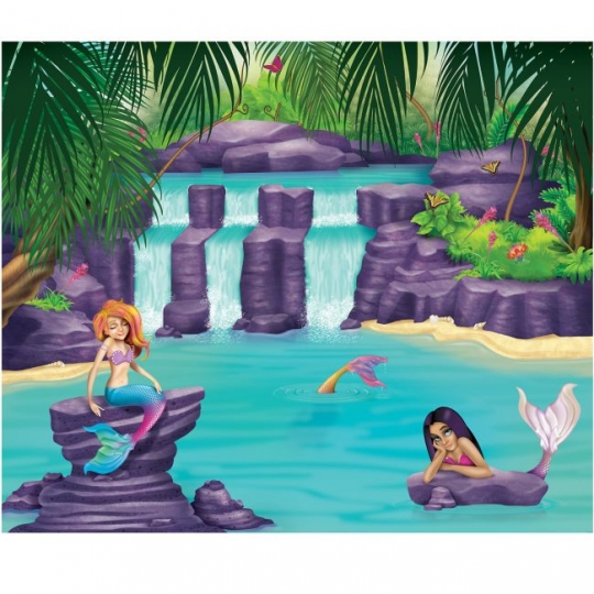 Mermaid Lagoon Insta Wall Mural Backdrop Party At Lewis Elegant Party Supplies Plastic Dinnerware Paper Plates And Napkins