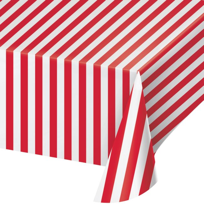 Circus Party Red and White Stripes Plastic Tablecloth: Party at Lewis ...