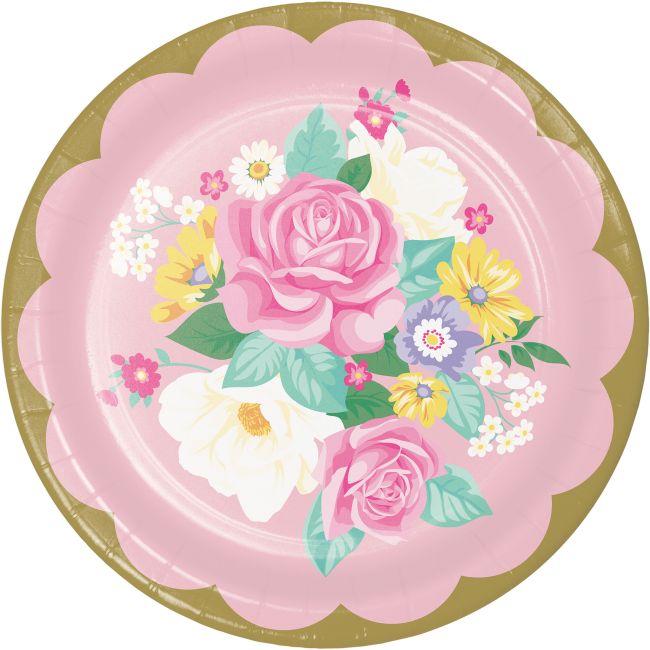 Floral Tea Party 9 Inch Plates Party At Lewis Elegant Party Supplies Plastic Dinnerware Paper 6018