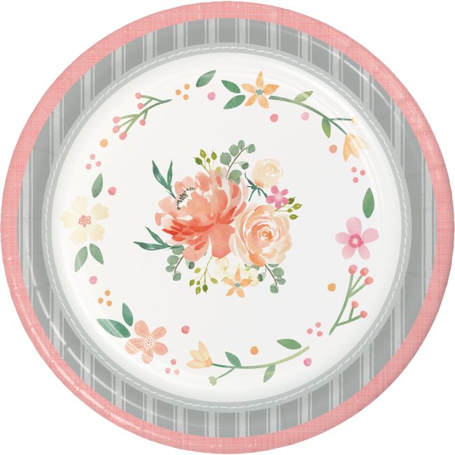 Farmhouse Floral 10-inch Plates: Party at Lewis Elegant Party Supplies ...