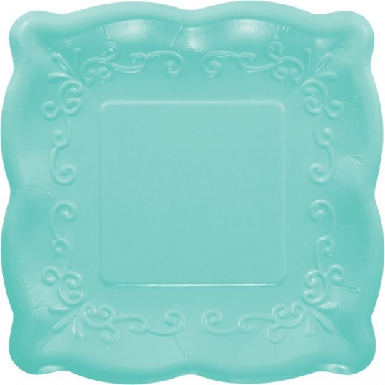 teal paper plates and napkins