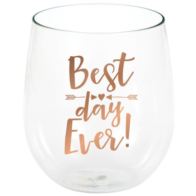 Best Day Ever 14 oz Stemless Plastic Wine Glasses: Party at Lewis ...