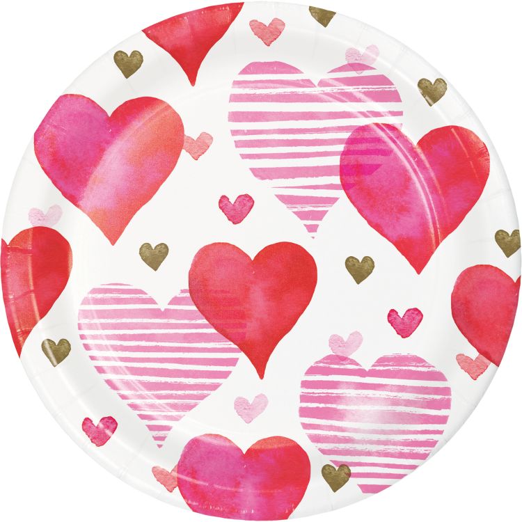 Textured Hearts Valentine 7-inch Plates: Party at Lewis Elegant Party ...