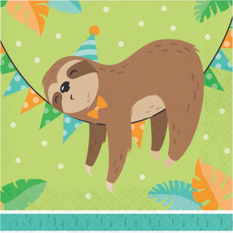 Sloth Party Lunch Napkins: Party at Lewis Elegant Party Supplies ...