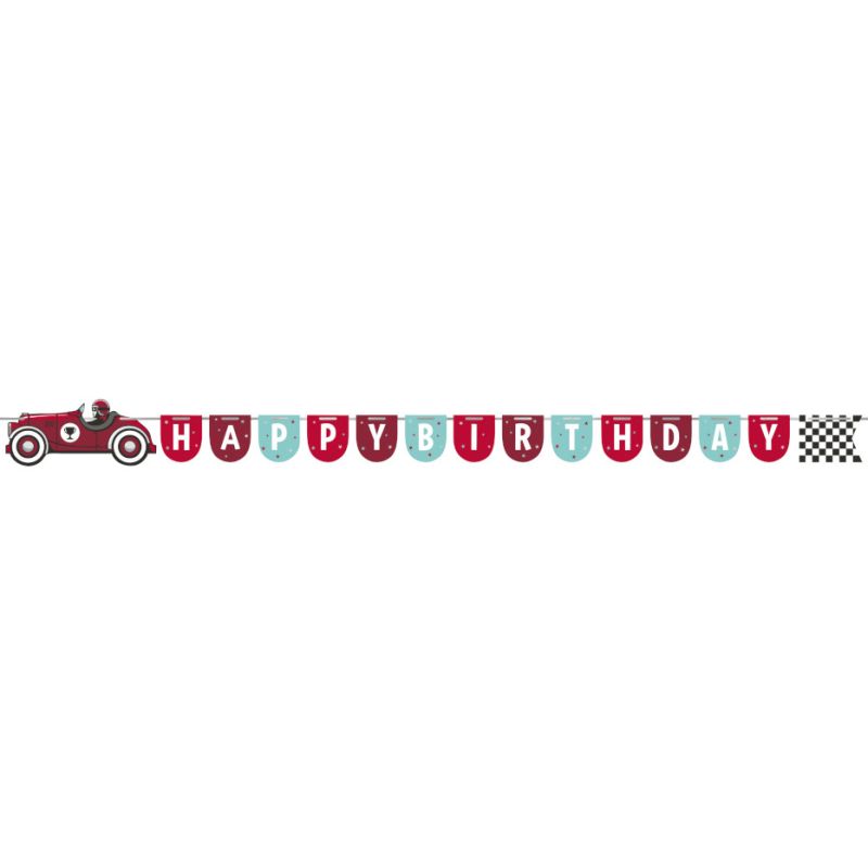 Vintage Race Car Happy Birthday Shaped Ribbon Banner: Party at Lewis ...