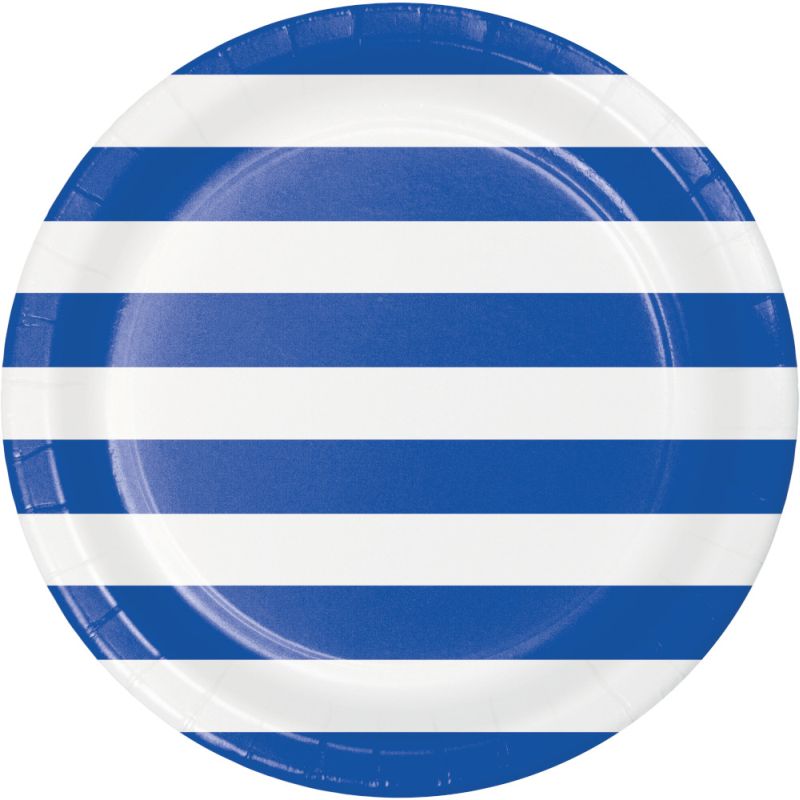 Cobalt Blue Dots and Stripes 9-inch Paper Plates: Party at Lewis ...