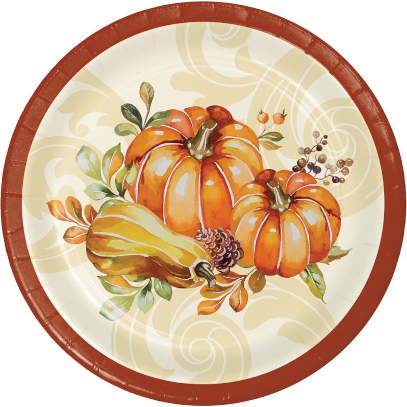 Autumn Wreath 7-inch Plate: Party at Lewis Elegant Party Supplies ...