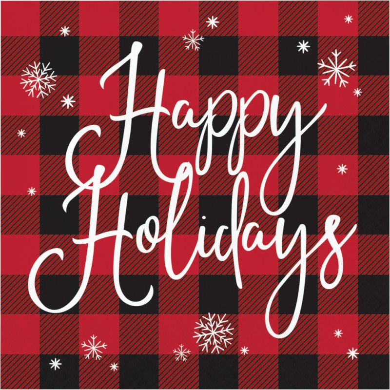 Buffalo Plaid Happy Holidays Lunch Napkins: Party at Lewis Elegant ...