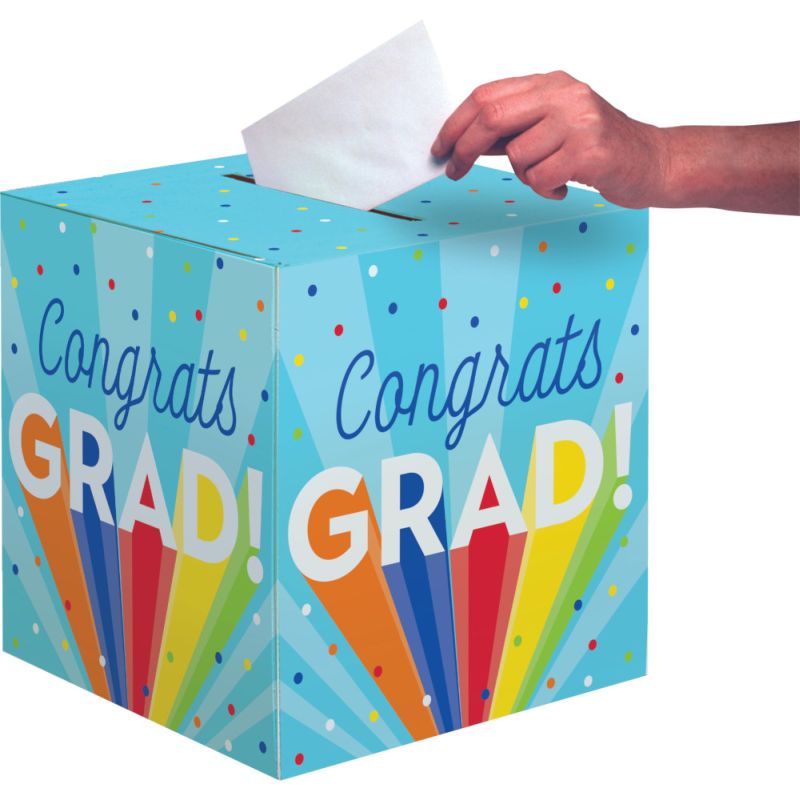 Rainbow Grad Card Collection Box: Party at Lewis Elegant Party Supplies ...