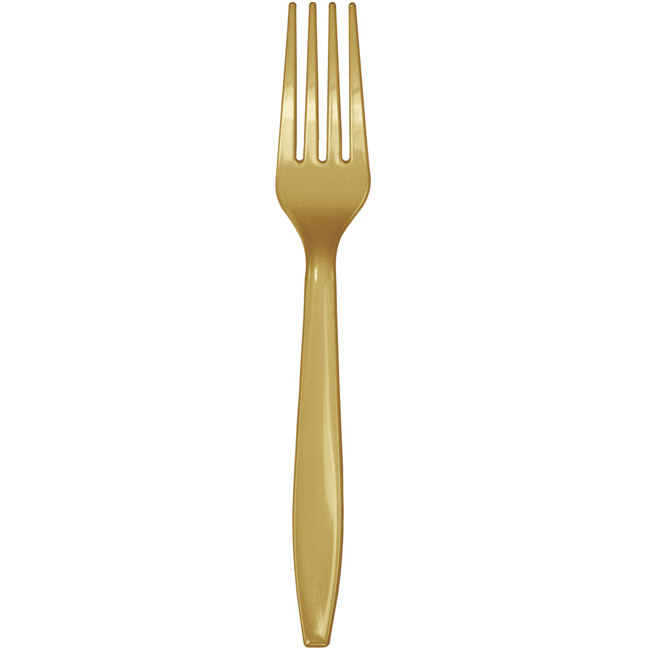 Gold Heavy Duty Plastic Forks: Party at Lewis Elegant Party Supplies ...