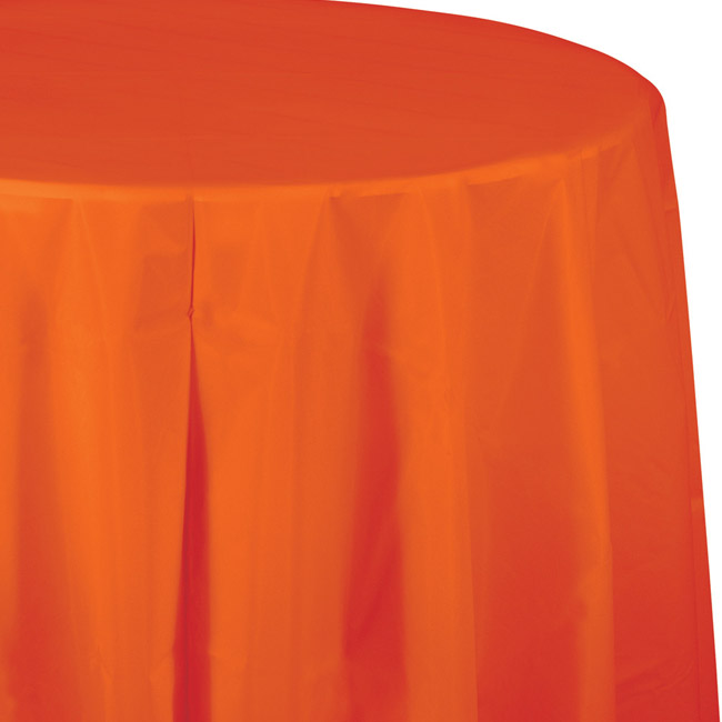 Orange Plastic Round Tablecloth 82  