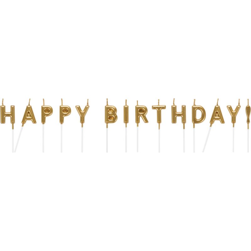 Gold Metallic Pick Happy Birthday Candles: Party at Lewis Elegant Party ...