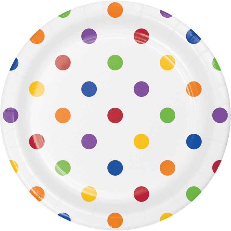 Multi Color Dots And Stripes 7 Inch Paper Plates Party At Lewis