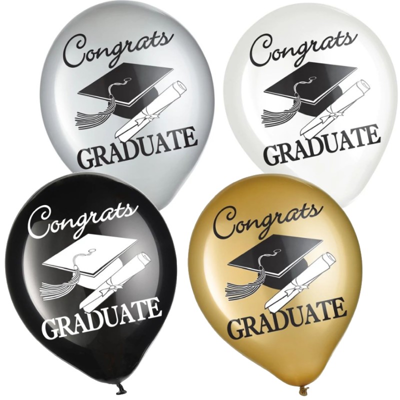 Graduation 12-inch Latex Balloons: Party at Lewis Elegant Party ...