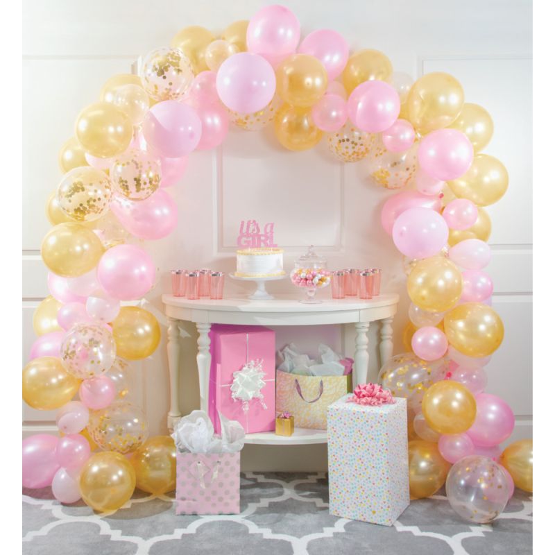 Large Pink and Gold Balloon Arch Kit: Party at Lewis Elegant Party ...