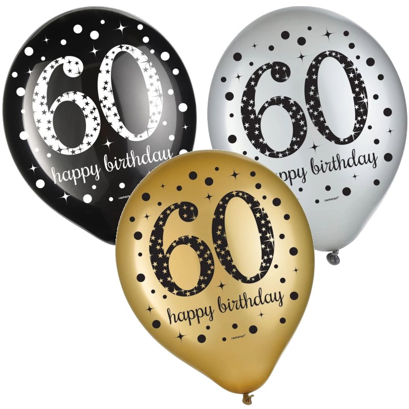 Sparkling Celebration 60th Birthday 12-inch Latex Balloons: Party at ...