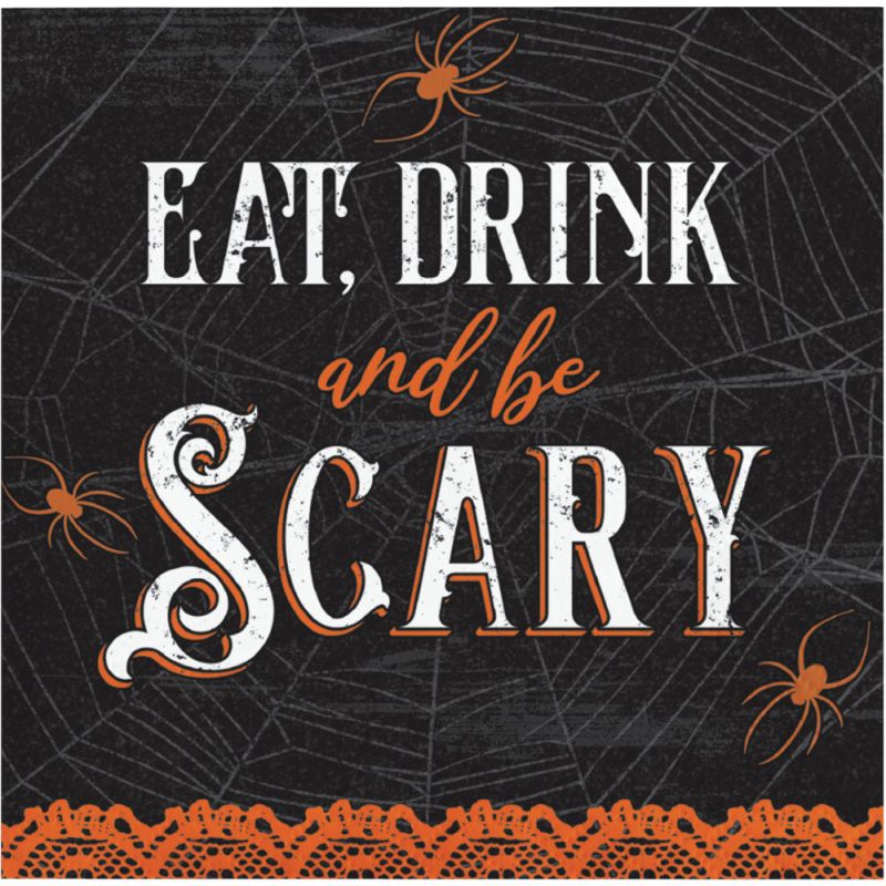 Wicked Halloween Webs Eat Drink and Be Scary Beverage Napkins: Party at ...