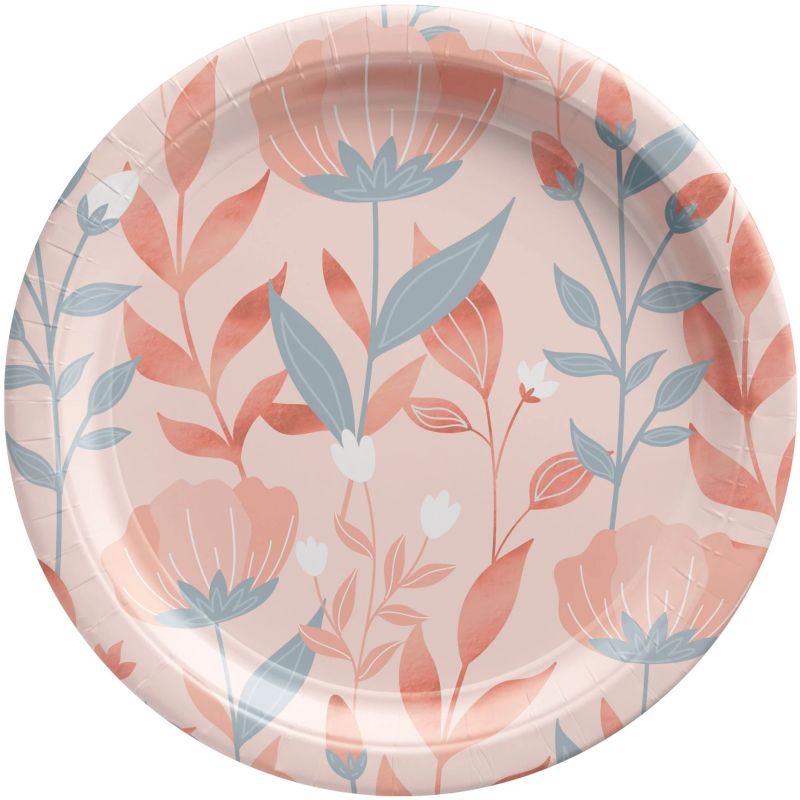 Rose Gold Floral Metallic 6.75-inch Plates: Party at Lewis Elegant ...