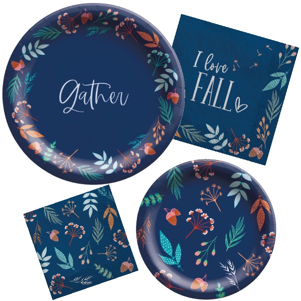 Fall Gather Paper Plates and Napkins