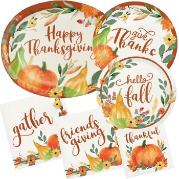 Giving Thanks Paper Plates and Napkins