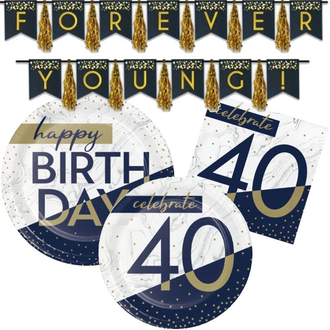Navy and Gold Milestone 40th Birthday