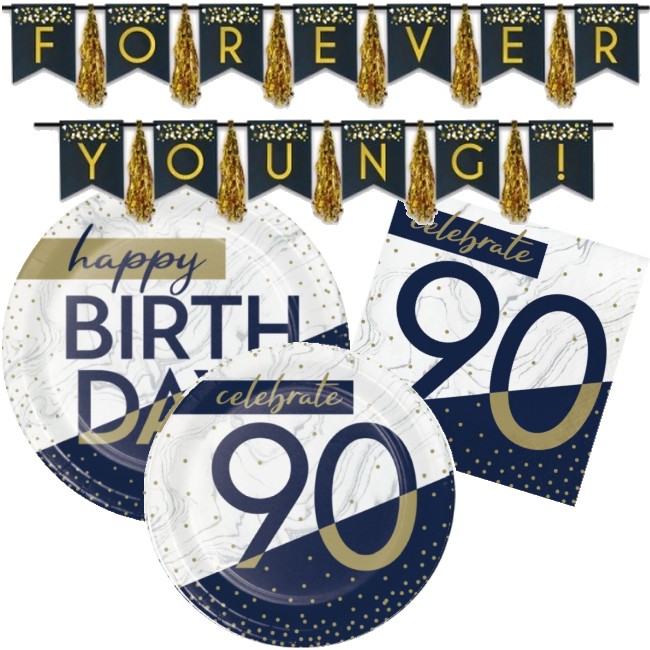 Navy and Gold Milestone 90th Birthday