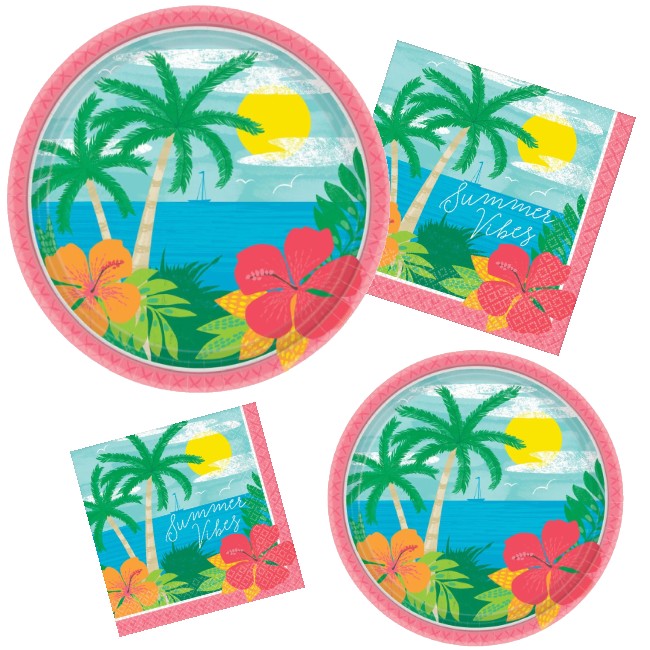Summer Vibes Paper Plates and Napkins