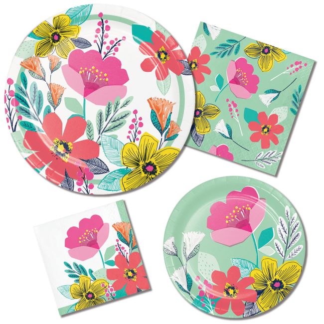 floral paper plates and napkins