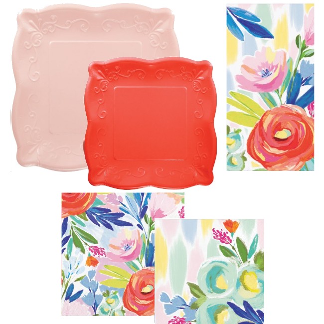 floral paper plates and napkins