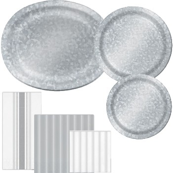 grey paper plates and napkins