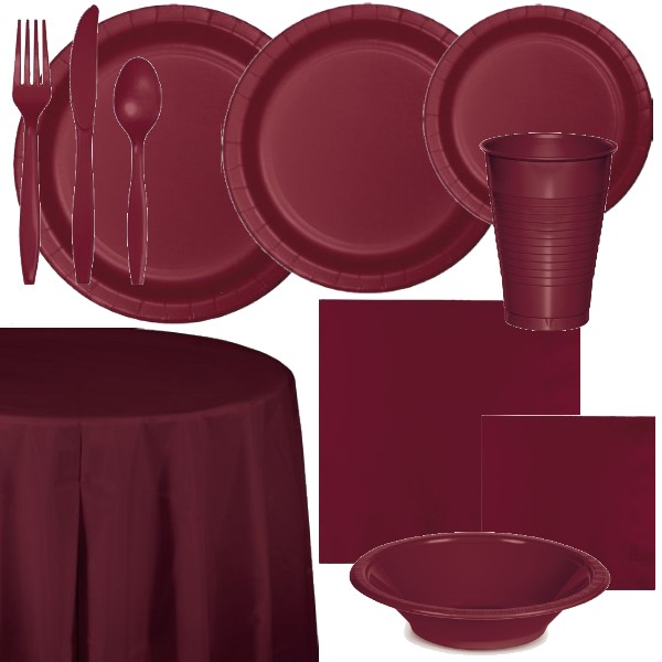 maroon paper plates