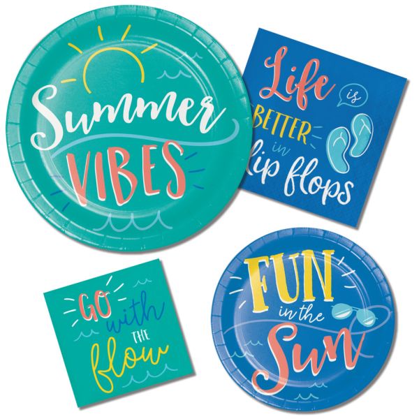 Summer Sayings Paper Plates and Napkins