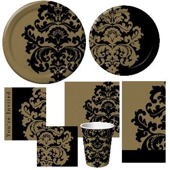 Finley Damask Paper Plates Napkins Party At Lewis Elegant Party